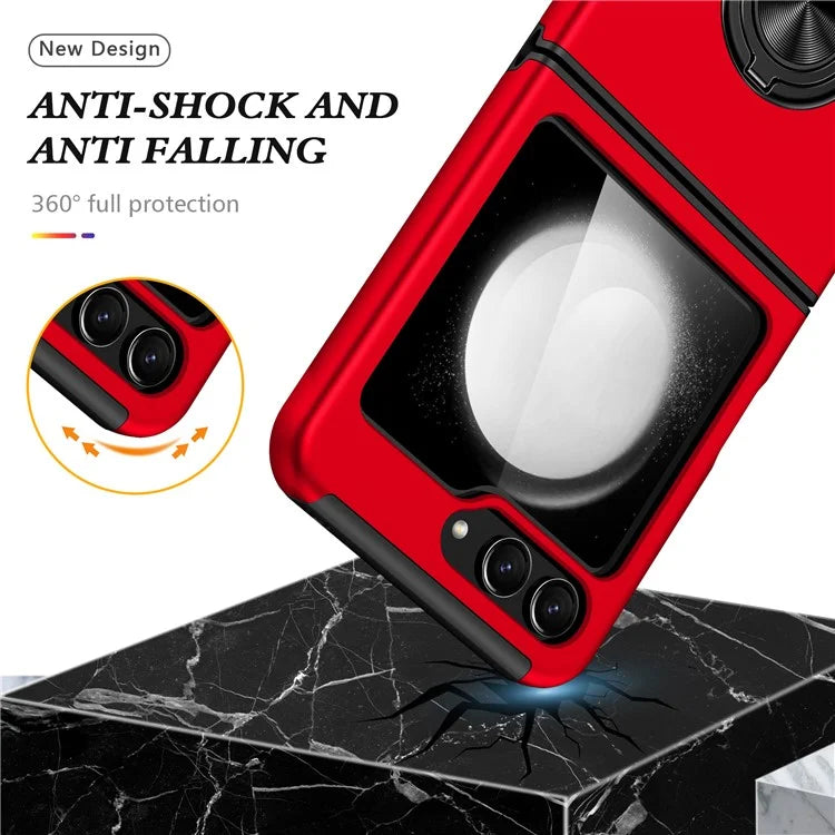 For Samsung Galaxy Z Flip5 5G Case PC+TPU Phone Cover with Ring Kickstand
