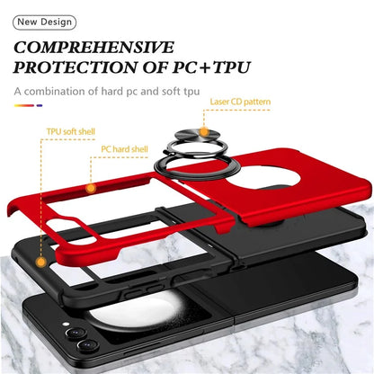 For Samsung Galaxy Z Flip5 5G Case PC+TPU Phone Cover with Ring Kickstand