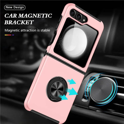 For Samsung Galaxy Z Flip5 5G Case PC+TPU Phone Cover with Ring Kickstand