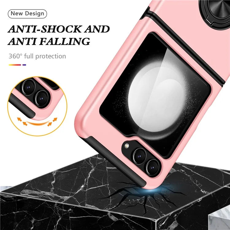 For Samsung Galaxy Z Flip5 5G Case PC+TPU Phone Cover with Ring Kickstand