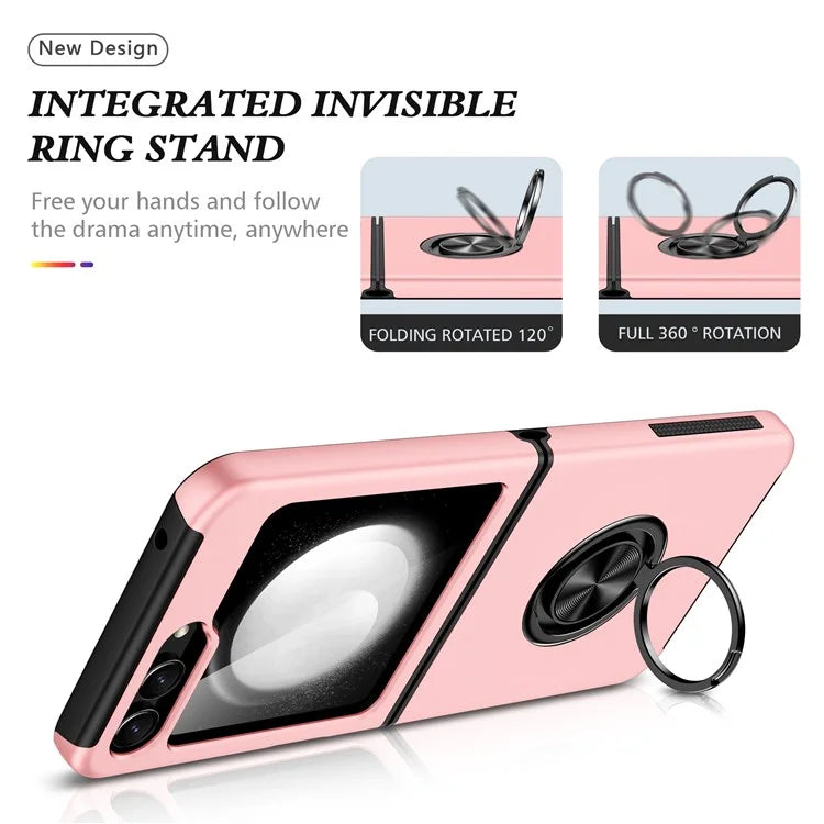 For Samsung Galaxy Z Flip5 5G Case PC+TPU Phone Cover with Ring Kickstand