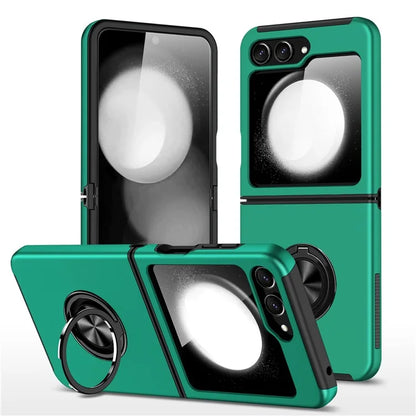 For Samsung Galaxy Z Flip5 5G Case PC+TPU Phone Cover with Ring Kickstandish Green