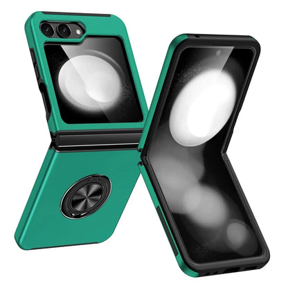 For Samsung Galaxy Z Flip5 5G Case PC+TPU Phone Cover with Ring Kickstandish Green