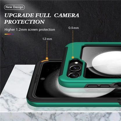 For Samsung Galaxy Z Flip5 5G Case PC+TPU Phone Cover with Ring Kickstandish Green