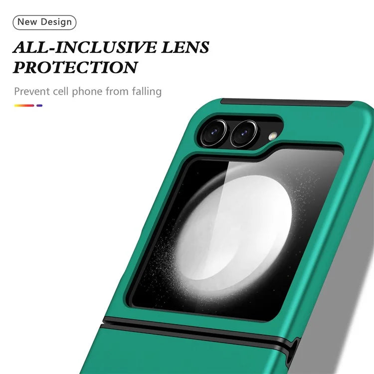 For Samsung Galaxy Z Flip5 5G Case PC+TPU Phone Cover with Ring Kickstandish Green