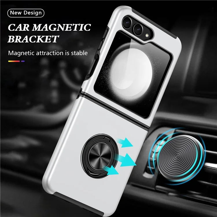 For Samsung Galaxy Z Flip5 5G Case PC+TPU Phone Cover with Ring Kickstand