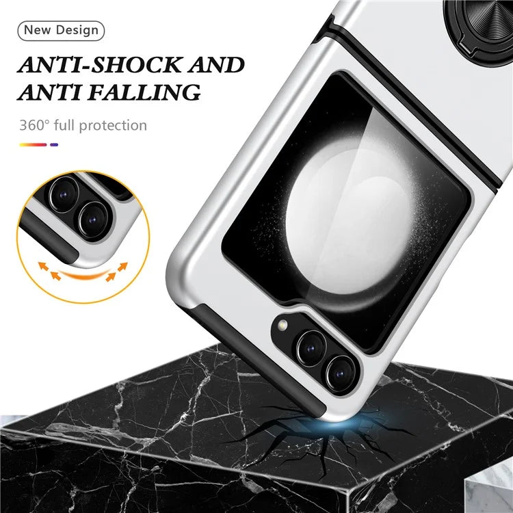 For Samsung Galaxy Z Flip5 5G Case PC+TPU Phone Cover with Ring Kickstand