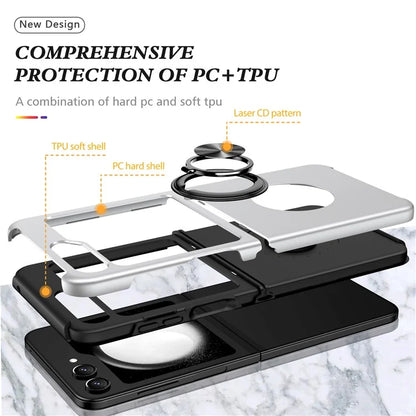 For Samsung Galaxy Z Flip5 5G Case PC+TPU Phone Cover with Ring Kickstand