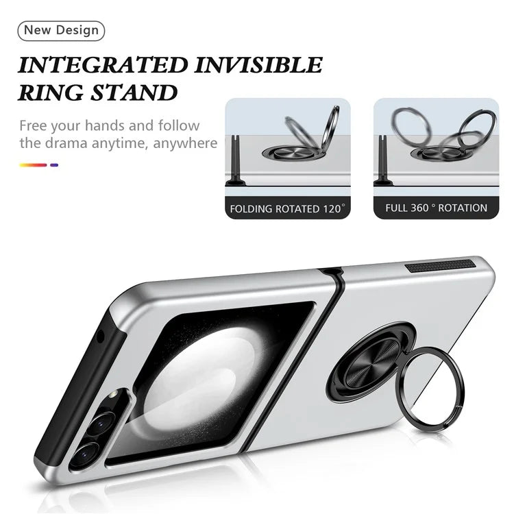 For Samsung Galaxy Z Flip5 5G Case PC+TPU Phone Cover with Ring Kickstand