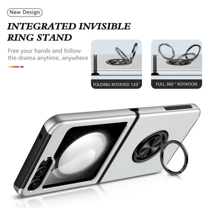 For Samsung Galaxy Z Flip5 5G Case PC+TPU Phone Cover with Ring Kickstand
