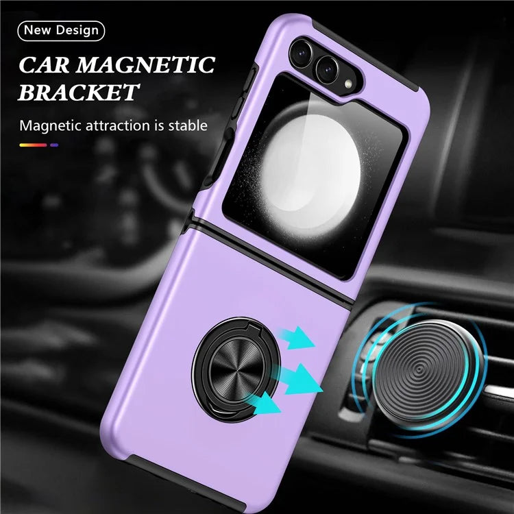For Samsung Galaxy Z Flip5 5G Case PC+TPU Phone Cover with Ring Kickstand