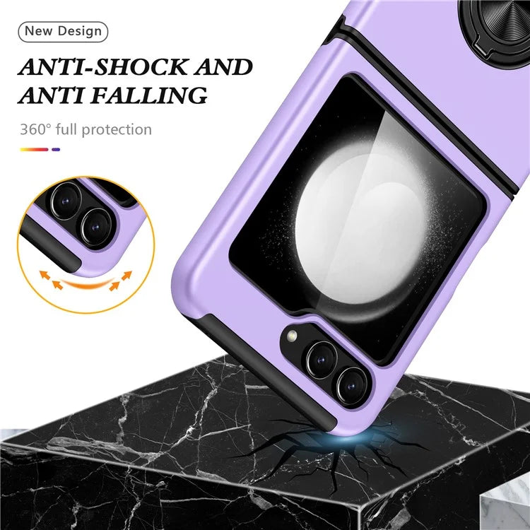 For Samsung Galaxy Z Flip5 5G Case PC+TPU Phone Cover with Ring Kickstand
