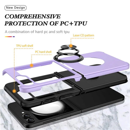 For Samsung Galaxy Z Flip5 5G Case PC+TPU Phone Cover with Ring Kickstand