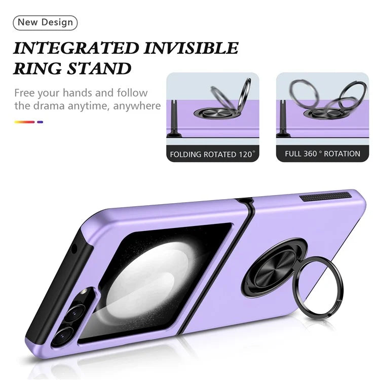 For Samsung Galaxy Z Flip5 5G Case PC+TPU Phone Cover with Ring Kickstand