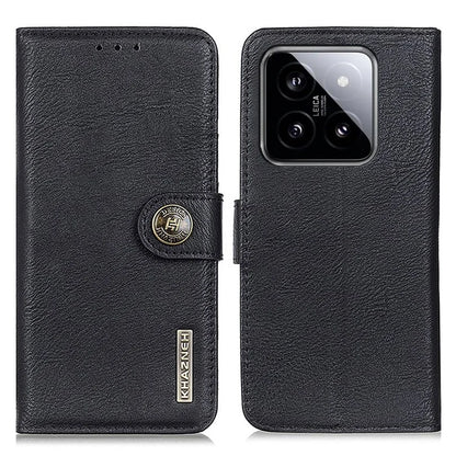 KHAZNEH For Xiaomi 14 Case Cowhide Texture Leather Wallet Phone Cover
