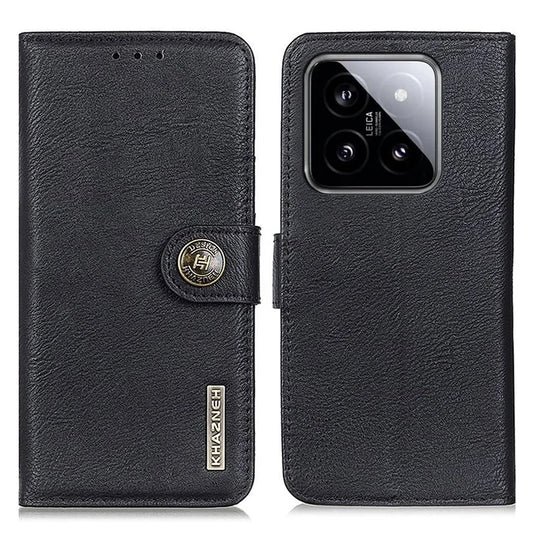 KHAZNEH For Xiaomi 14 Case Cowhide Texture Leather Wallet Phone Cover