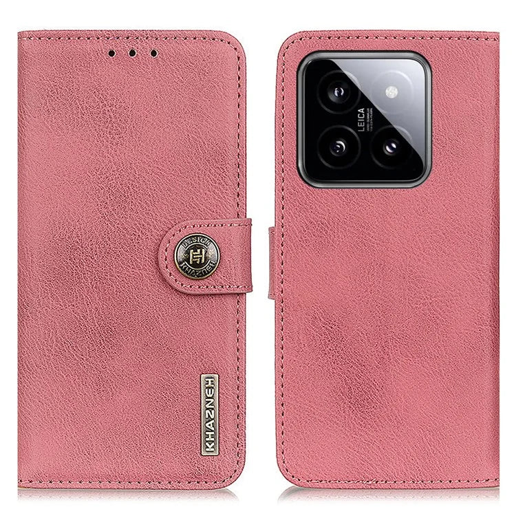 KHAZNEH For Xiaomi 14 Case Cowhide Texture Leather Wallet Phone Cover