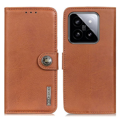 KHAZNEH For Xiaomi 14 Case Cowhide Texture Leather Wallet Phone Cover