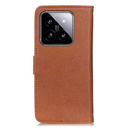 KHAZNEH For Xiaomi 14 Case Cowhide Texture Leather Wallet Phone Cover