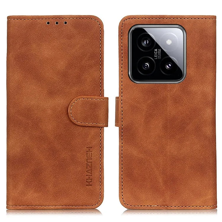 KHAZNEH For Xiaomi 14 Case Wallet Retro PU Leather Smartphone Cover