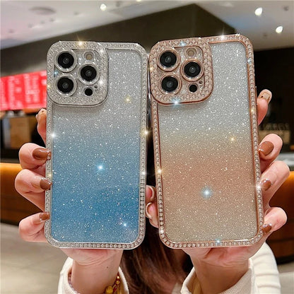 For iPhone 15 Pro Max TPU Phone Case Electroplate Bling Glitter Cover