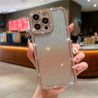 For iPhone 15 Pro Max TPU Phone Case Electroplate Bling Glitter Cover