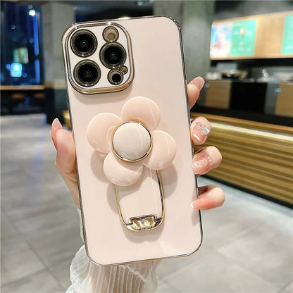 For iPhone 15 Pro Case Kickstand Electroplating PC+TPU Slim Phone Cover