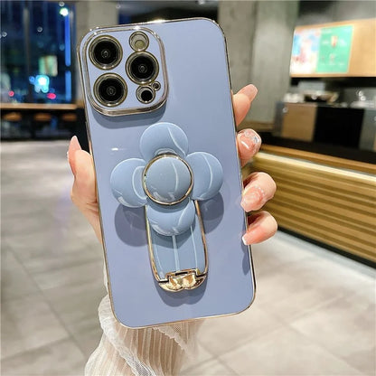 For iPhone 15 Pro Case Kickstand Electroplating PC+TPU Slim Phone Cover