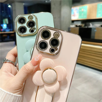 For iPhone 15 Pro Case Kickstand Electroplating PC+TPU Slim Phone Cover