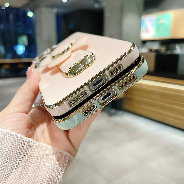 For iPhone 15 Pro Case Kickstand Electroplating PC+TPU Slim Phone Cover