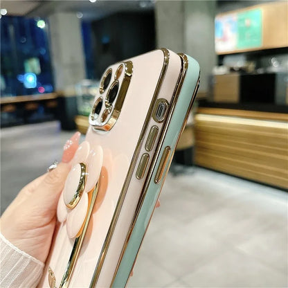 For iPhone 15 Pro Case Kickstand Electroplating PC+TPU Slim Phone Cover