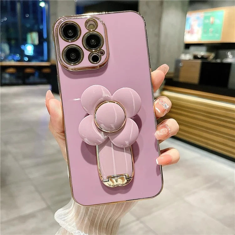 For iPhone 15 Pro Max Case Electroplating PC+TPU Kickstand Phone Cover