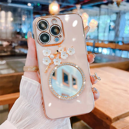 Electroplating TPU Case for iPhone 15 Pro Case Shockproof Phone Cover with Glass Mirror