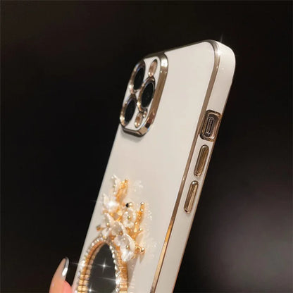 Electroplating TPU Case for iPhone 15 Pro Case Shockproof Phone Cover with Glass Mirror