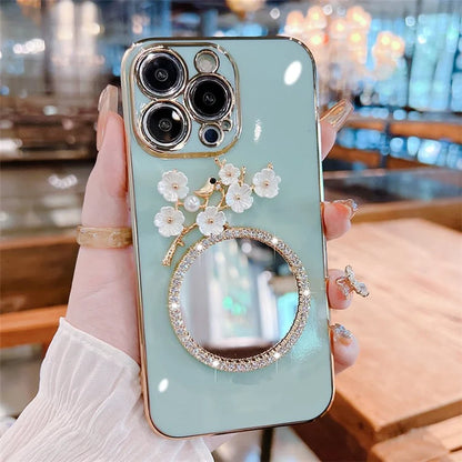 Electroplating TPU Case for iPhone 15 Pro Case Shockproof Phone Cover with Glass Mirror