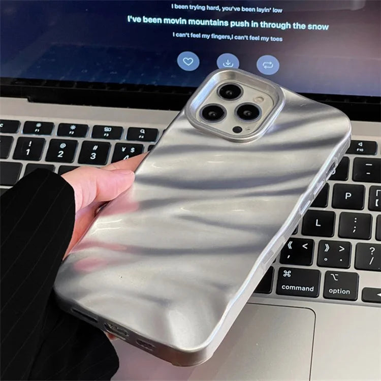 For iPhone 15 Pro Max TPU Case Wave Pattern Matte Phone Back Cover