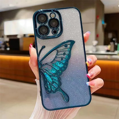 For iPhone 15 Pro TPU Case Quicksand Butterfly Glitter Electroplating Phone Cover