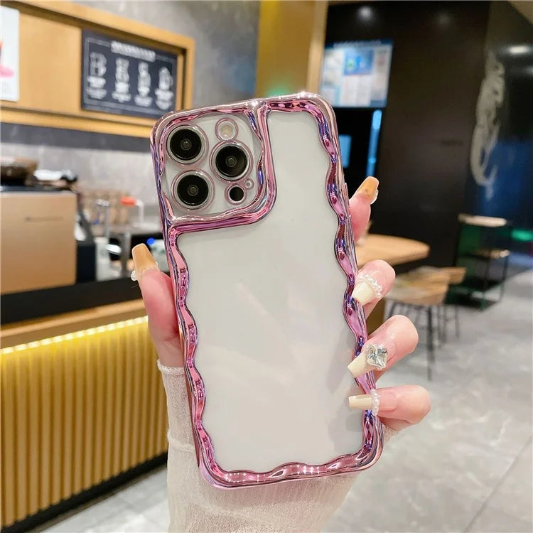 For iPhone 15 Pro Max Transparent Back Case TPU Electroplating Phone Cover
