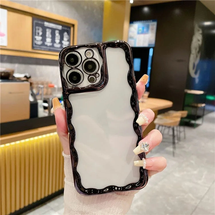 For iPhone 15 Pro Max Transparent Back Case TPU Electroplating Phone Cover