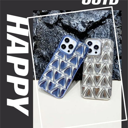 For iPhone 15 Pro TPU Phone Case Electroplating 3D Love Heart Shape Cover