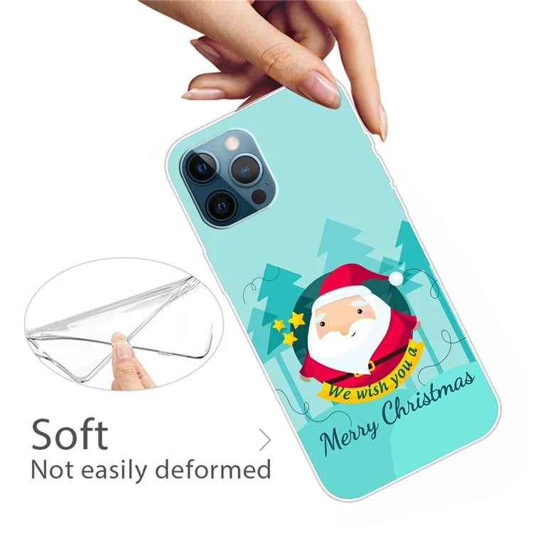 For iPhone 15 Pro Max TPU Case Christmas Pattern Printing Phone Back Cover
