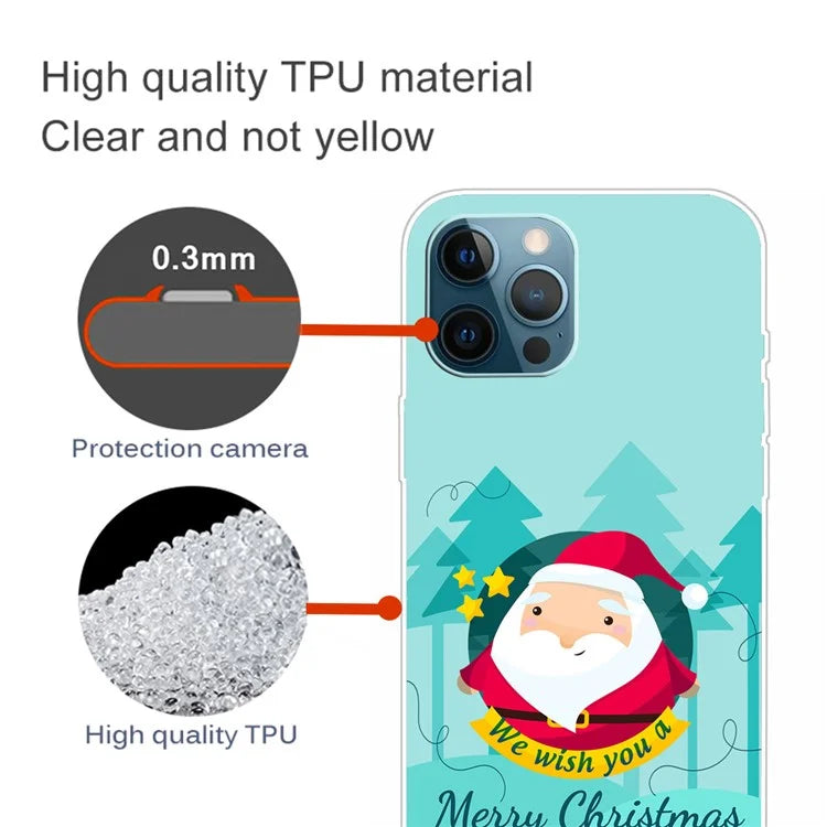 For iPhone 15 Pro Max TPU Case Christmas Pattern Printing Phone Back Cover