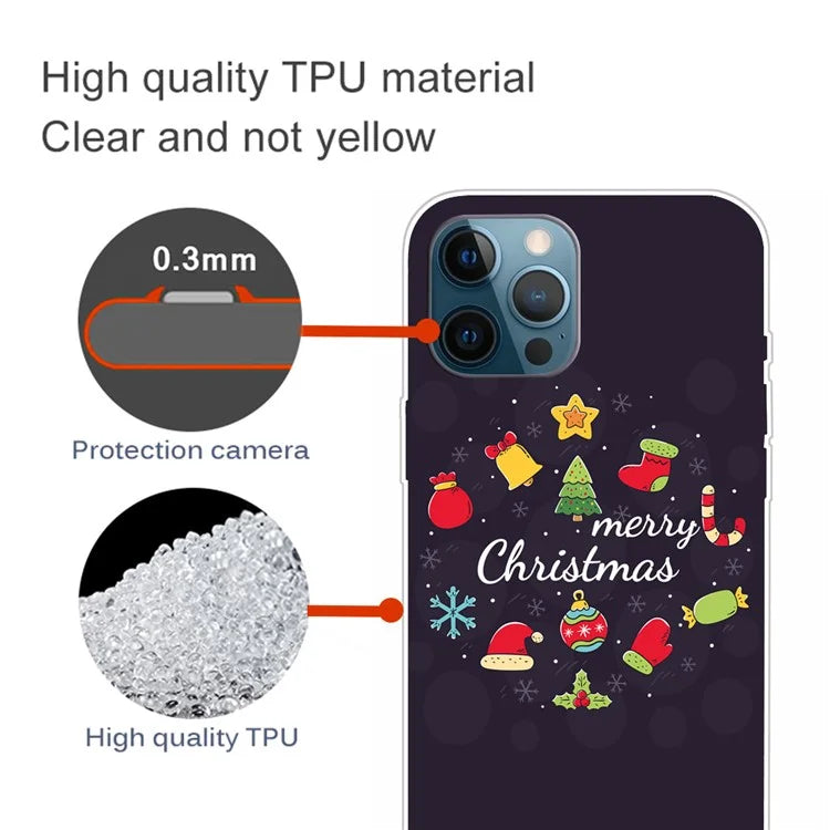 For iPhone 15 Pro Max TPU Case Christmas Pattern Printing Phone Back Cover