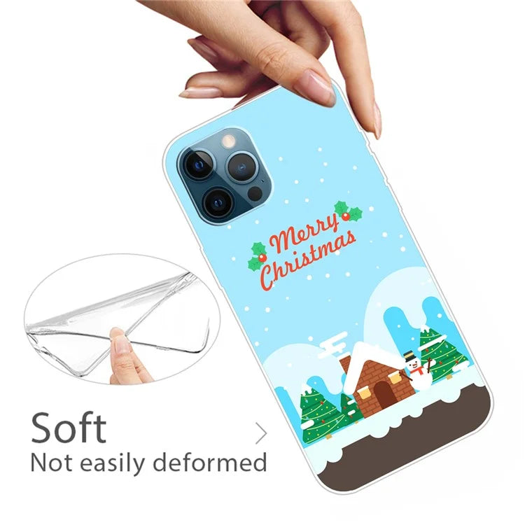For iPhone 15 Pro Max TPU Case Christmas Pattern Printing Phone Back Cover