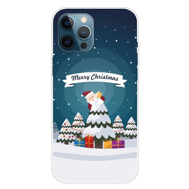 For iPhone 15 Pro Max TPU Case Christmas Pattern Printing Phone Back Cover