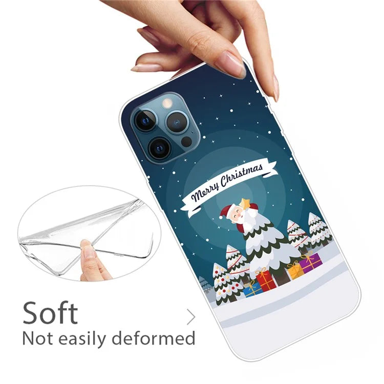 For iPhone 15 Pro Max TPU Case Christmas Pattern Printing Phone Back Cover