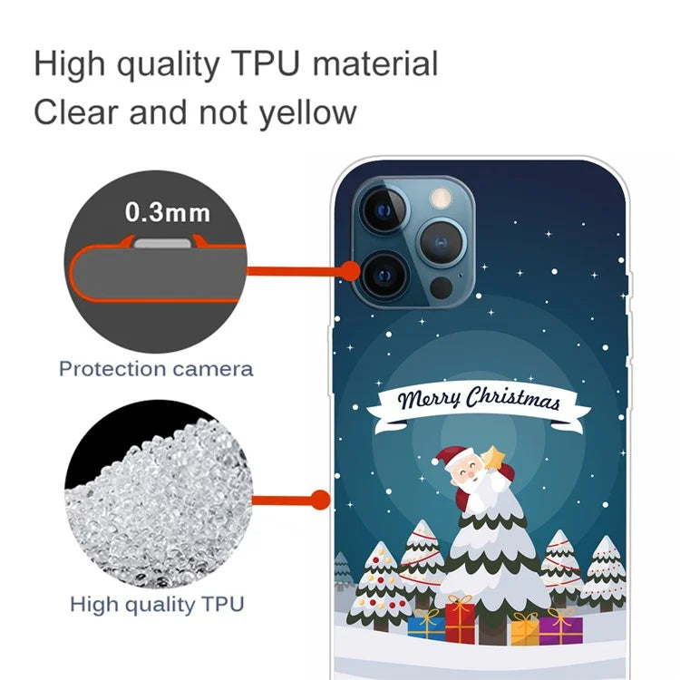 For iPhone 15 Pro Max TPU Case Christmas Pattern Printing Phone Back Cover