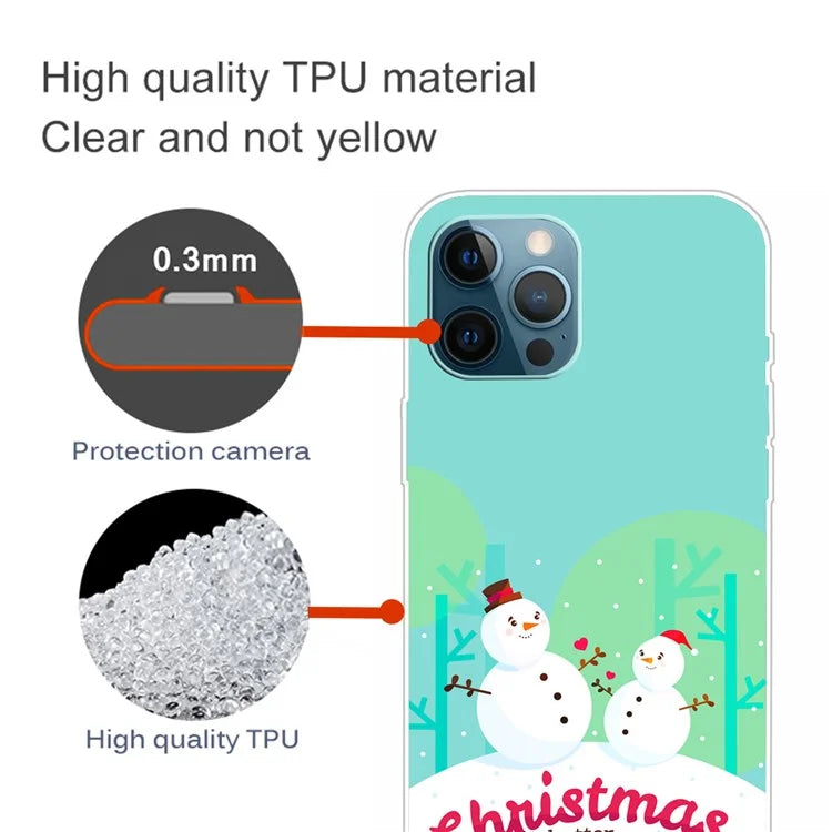 For iPhone 15 Pro Max TPU Case Christmas Pattern Printing Phone Back Cover