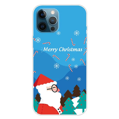 For iPhone 15 Pro Max TPU Case Christmas Pattern Printing Phone Back Cover Wears Glasses