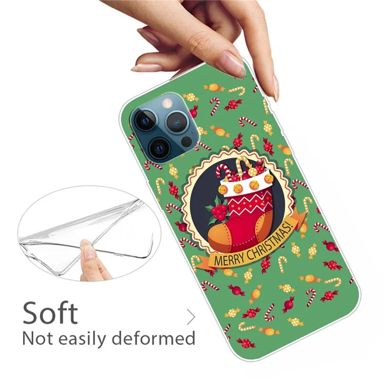 For iPhone 15 Pro Max TPU Case Christmas Pattern Printing Phone Back Cover